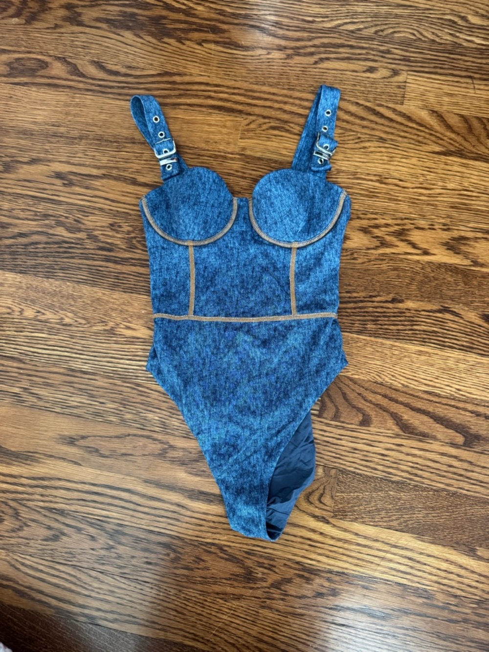 WeWoreWhat Denim Blue One-Piece Swimsuit XS